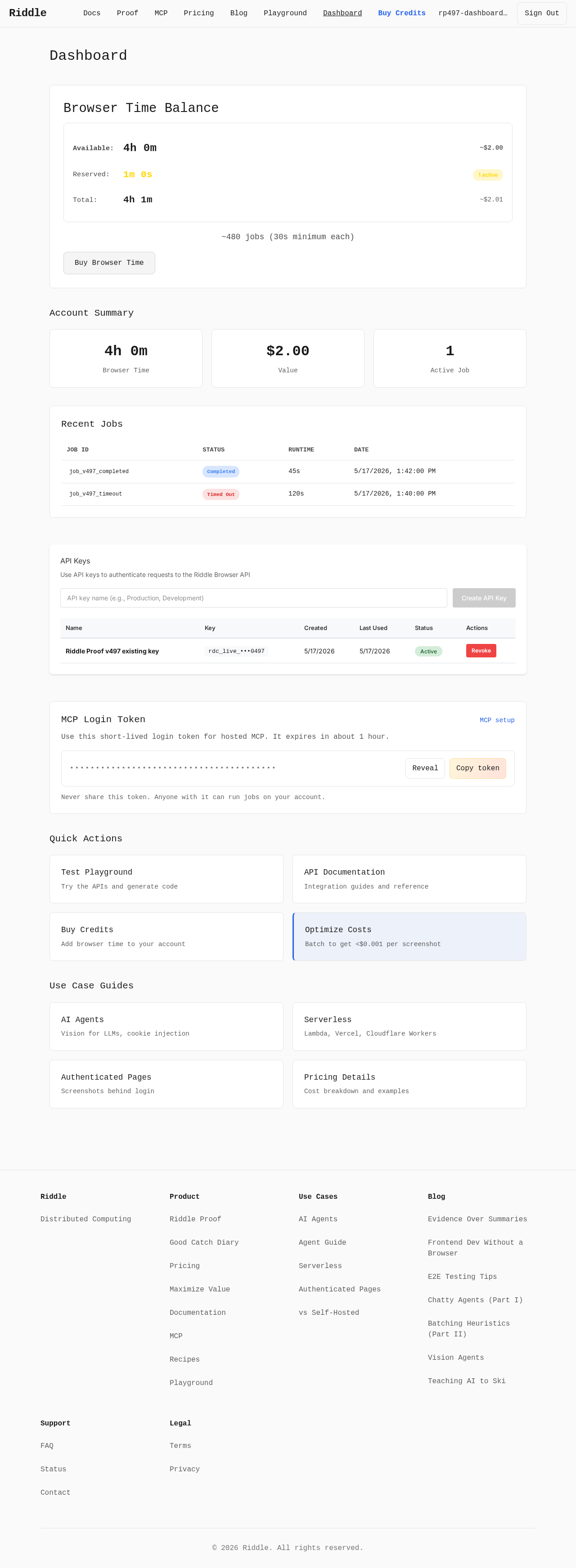 Dashboard MCP token copy crashed on clipboard denial evidence screenshot