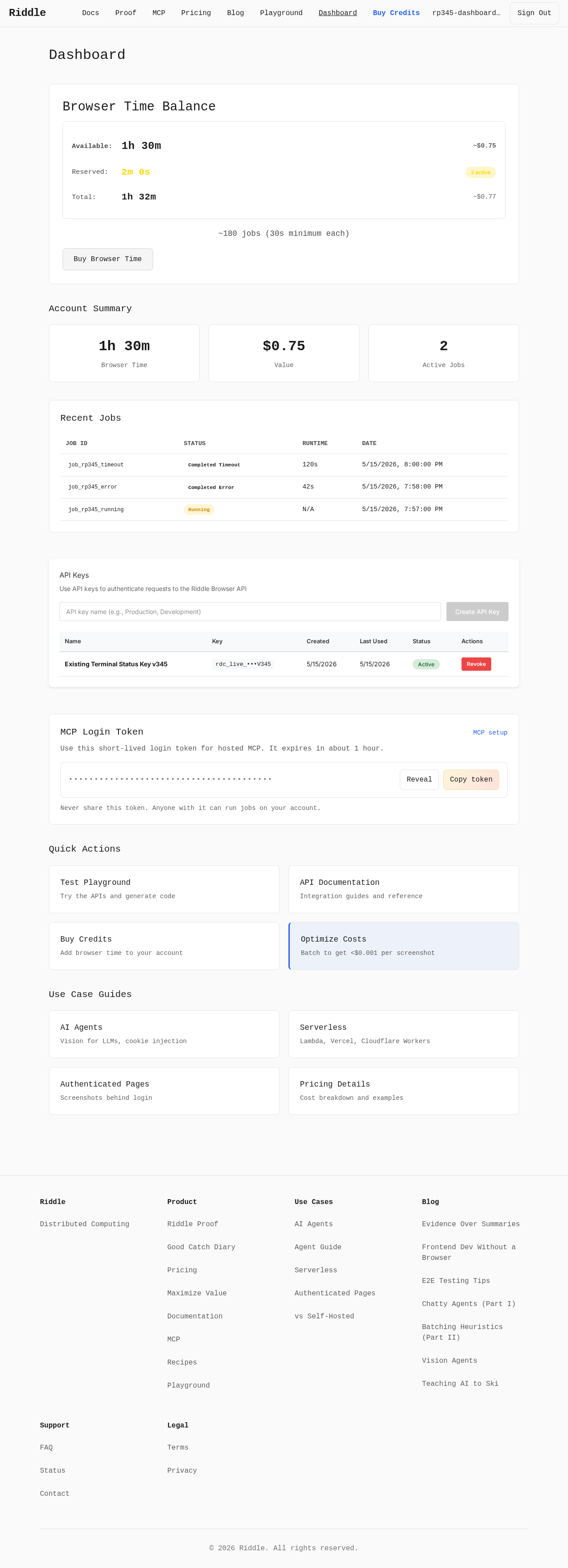 Dashboard terminal jobs leaked raw service statuses evidence screenshot