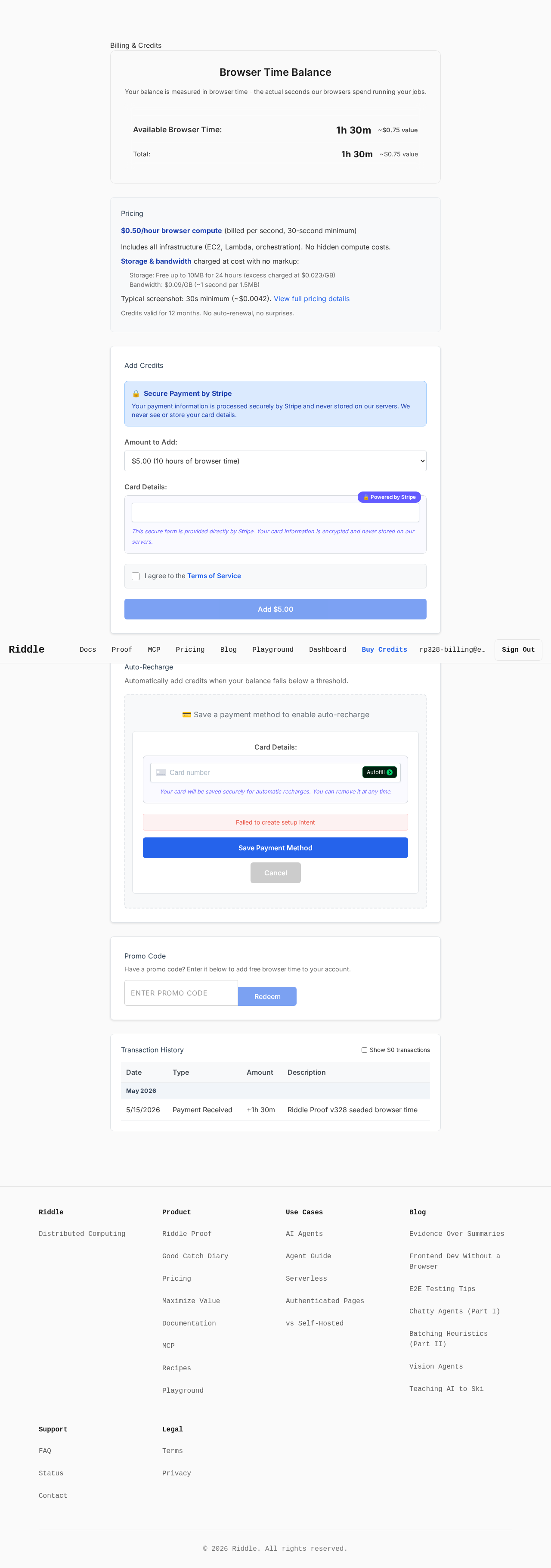 Payment-method setup hid the backend error evidence screenshot