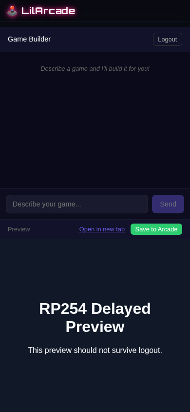 Logout worked, until the delayed build came back evidence screenshot