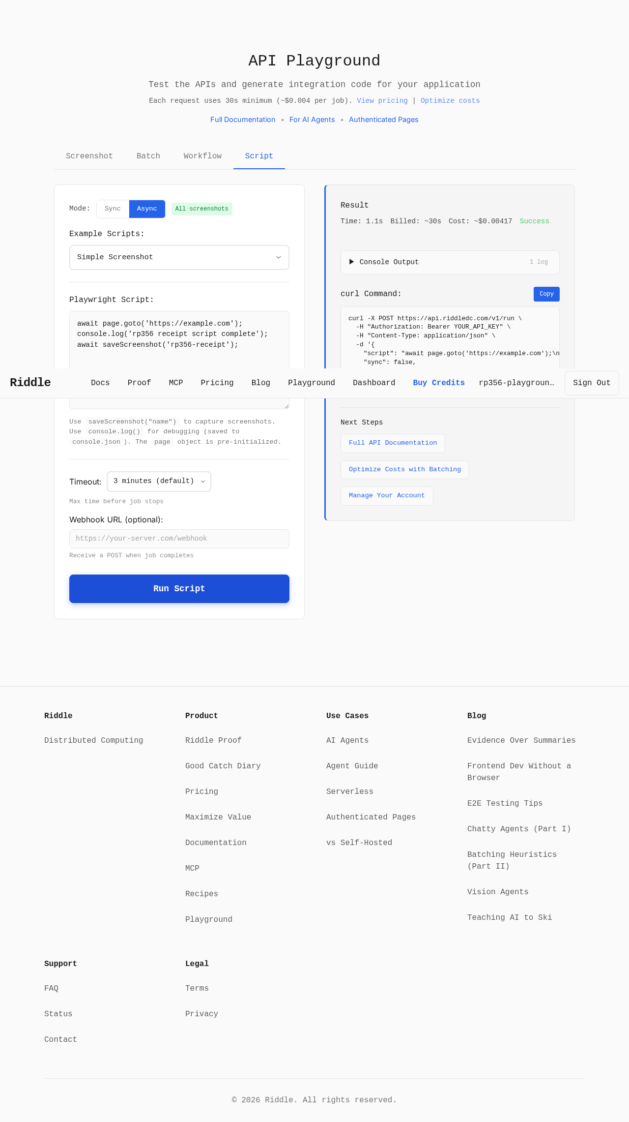 Playground async results hid the job receipt evidence screenshot