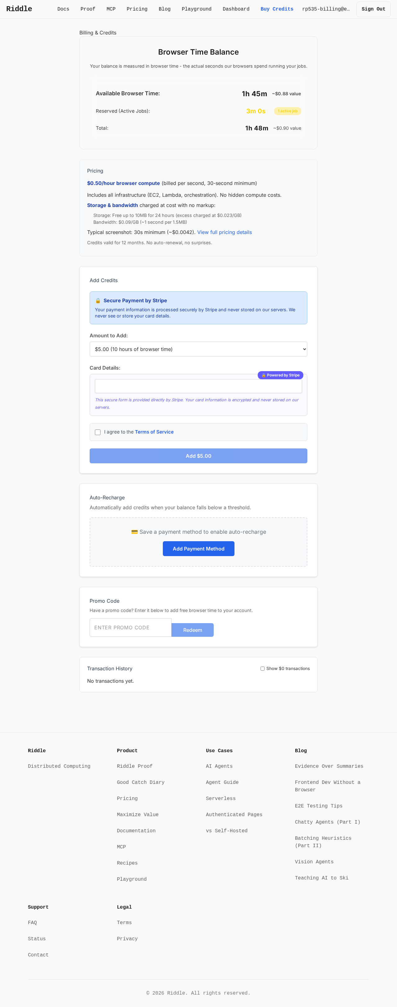 Billing history failure looked like no transactions evidence screenshot