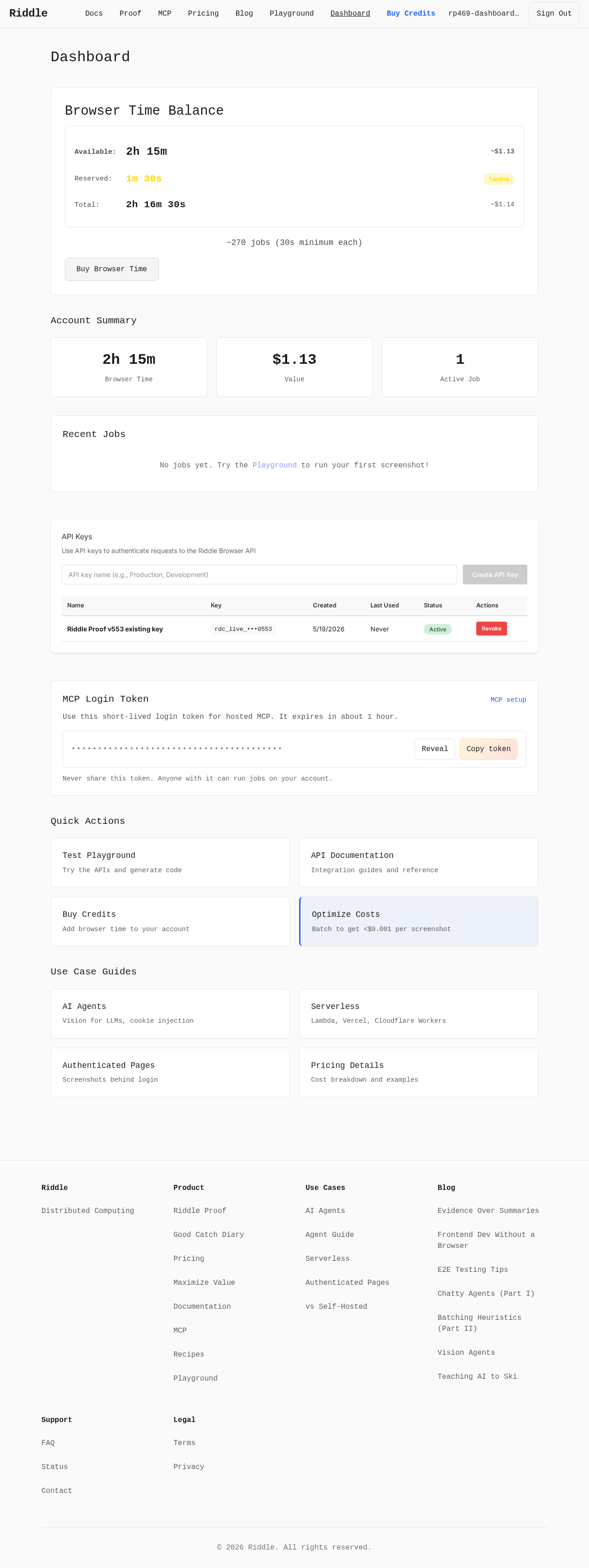 Dashboard recent jobs failure looked like no jobs evidence screenshot