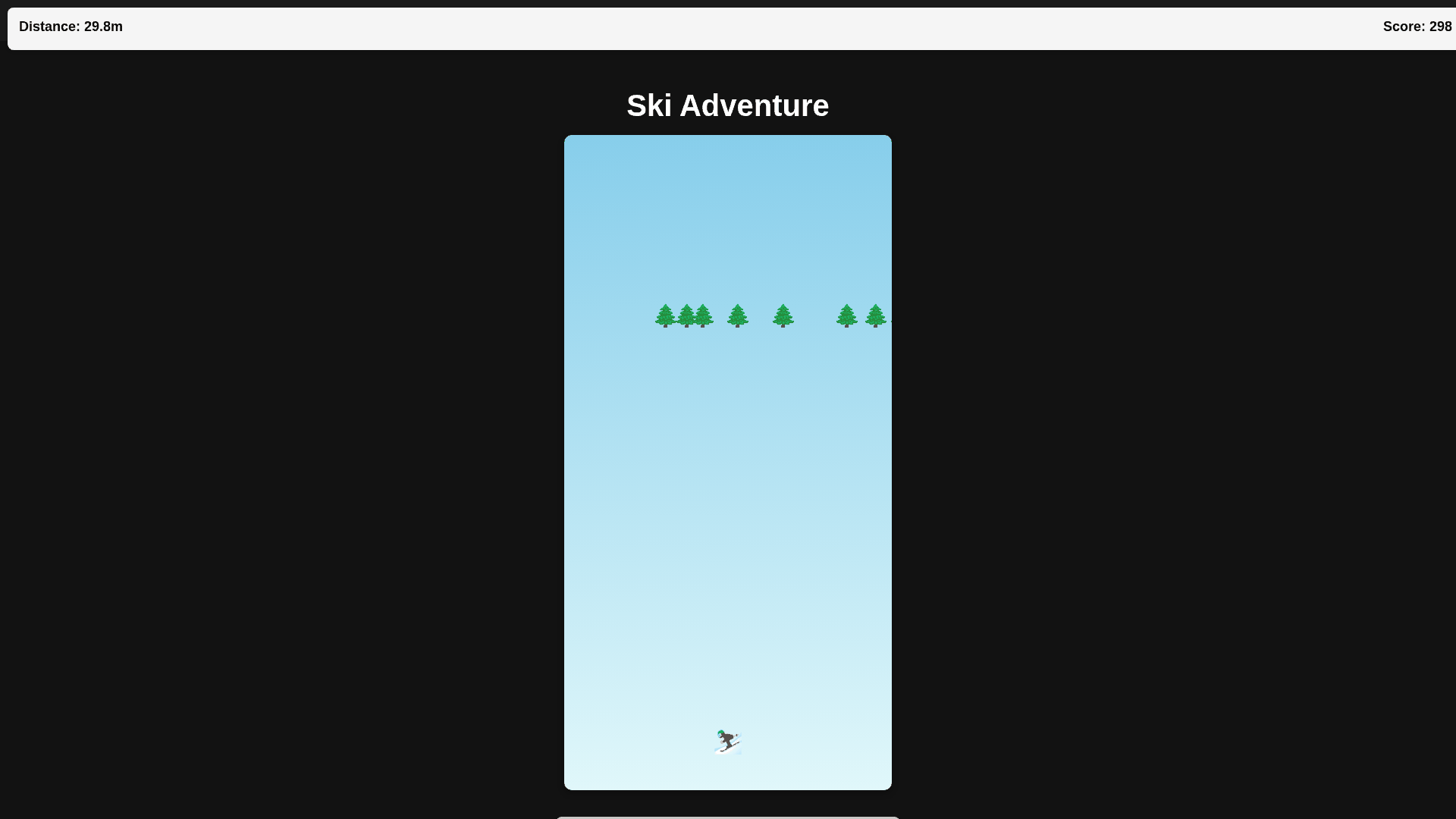 AI skiing gameplay - Score 3282+, 328m distance, still running when job timed out